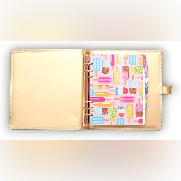 American Crafts Damask Love Colorfun Planner 8.5 x 9.5 Undated Gold NWT - Picture 2 of 5